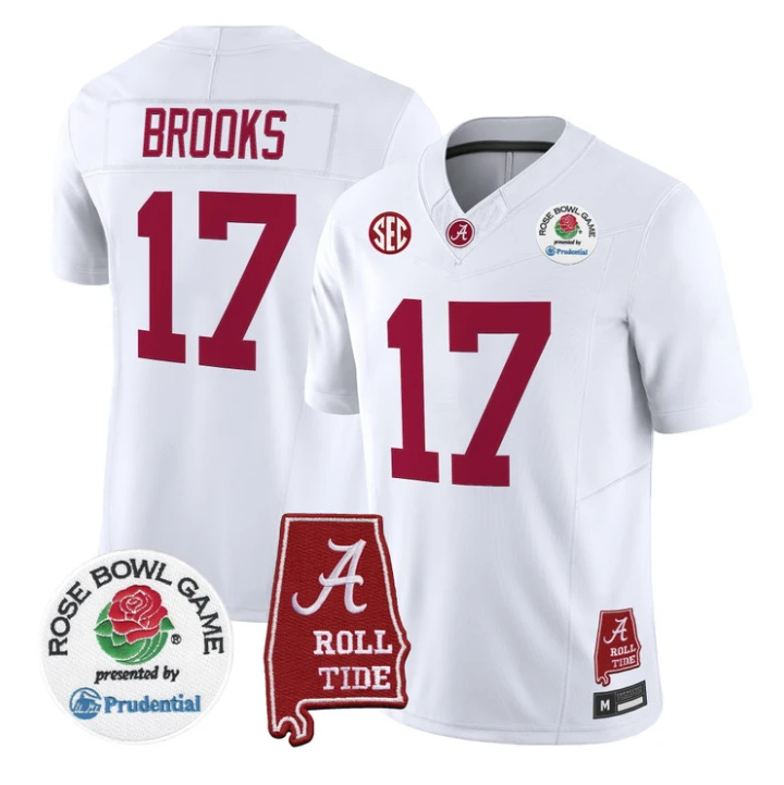 Lotzeir Brooks Jersey #17 Alabama Crimson Tide 2026 Rose Bowl Stitched by My Store NCAA Football Jerseys