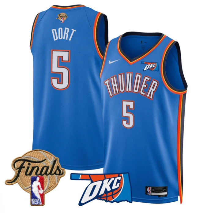 Luguentz Dort Jersey # 5 Oklahoma City Thunder 2025 Finals Swingman Stitched Icon by My store basketball