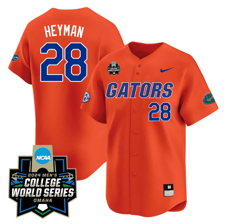 Luke Heyman Jersey #28 Florida Gators 2024 College World Series Vapor Premier Limited NCAA Baseball Stitched Gators Orange by My Store