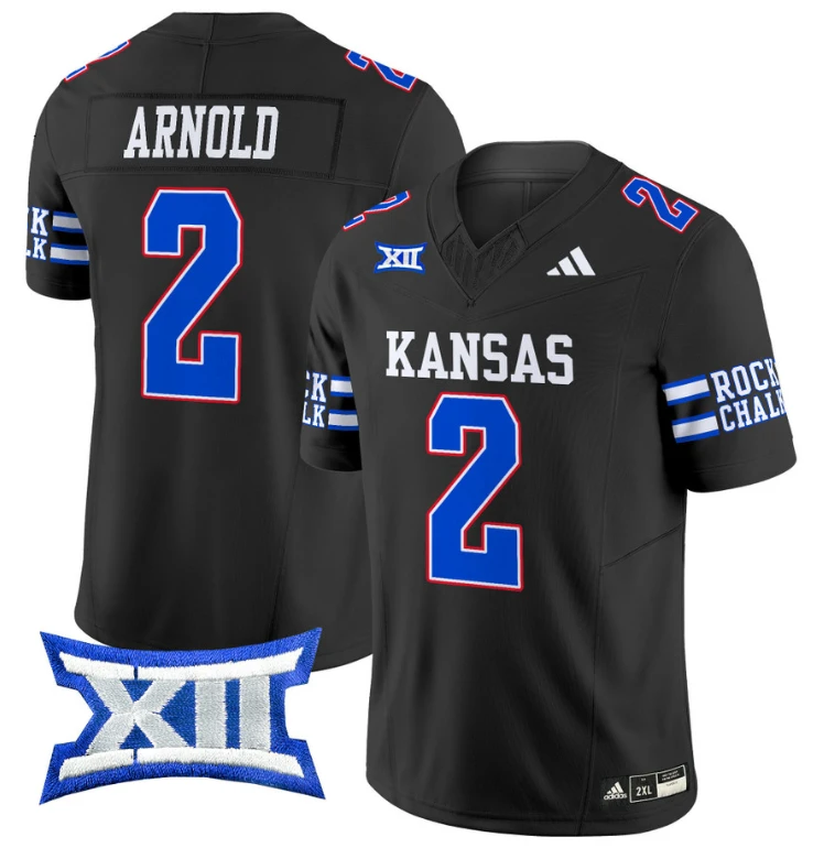 Lawrence Arnold Jersey #2 Kansas Jayhawks 2024 Vapor College Football Vapor Limited Black by My Store