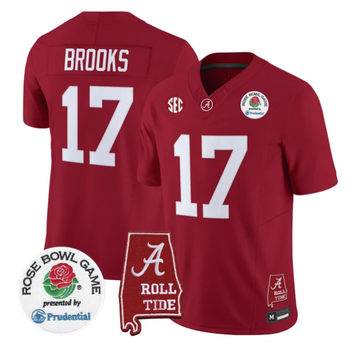 Lotzeir Brooks Jersey #17 Alabama Crimson Tide 2026 Rose Bowl Stitched by My Store NCAA Football Jerseys