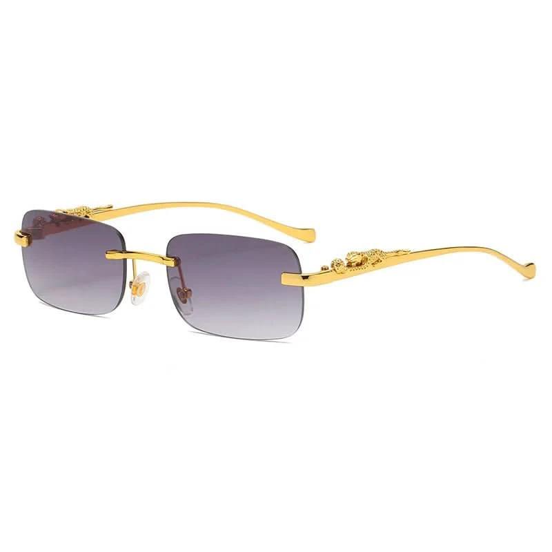 Rimless sunglasses with leopard head design and UV400 protection by BowLift