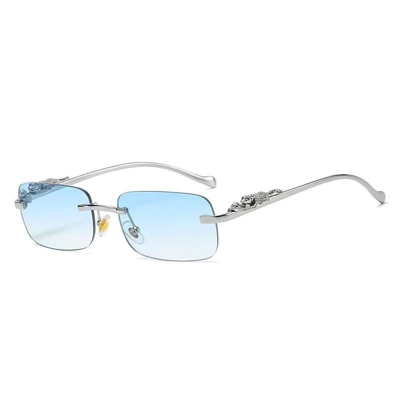 Rimless sunglasses with leopard head design and UV400 protection by BowLift