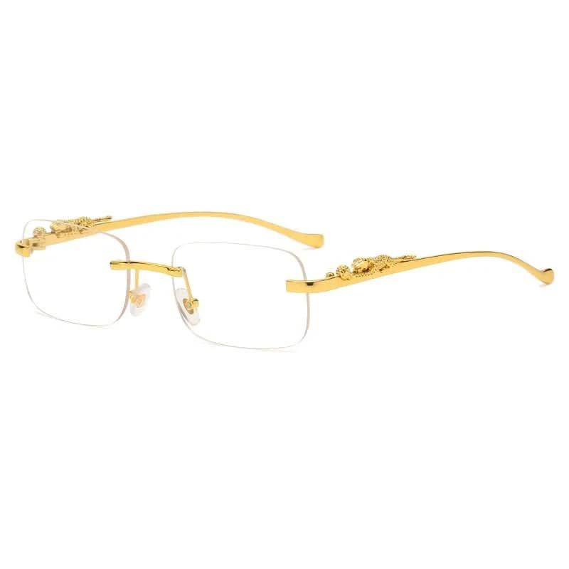 Rimless sunglasses with leopard head design and UV400 protection by BowLift