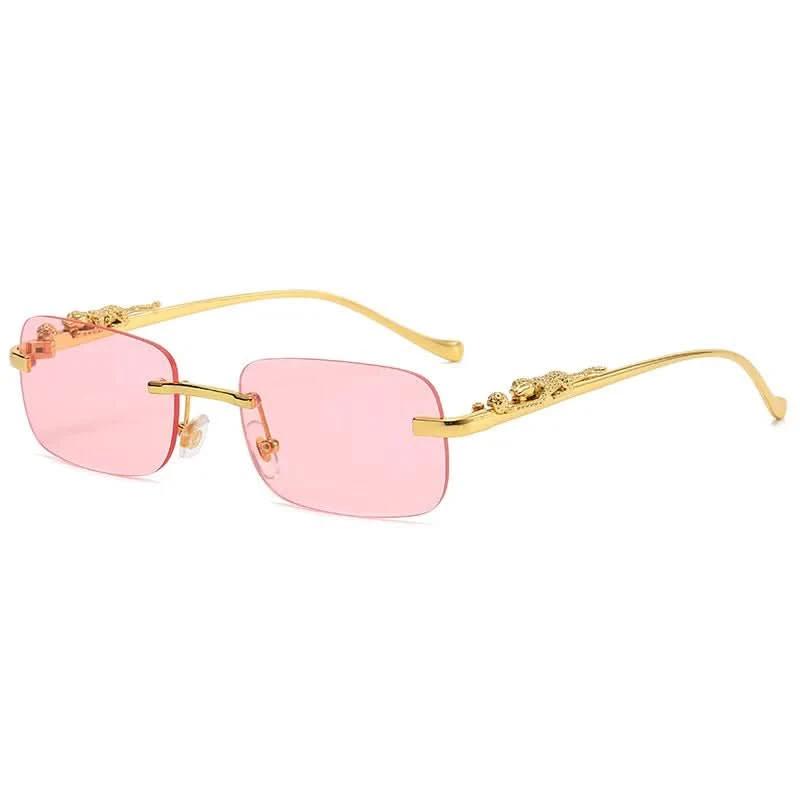 Rimless sunglasses with leopard head design and UV400 protection by BowLift