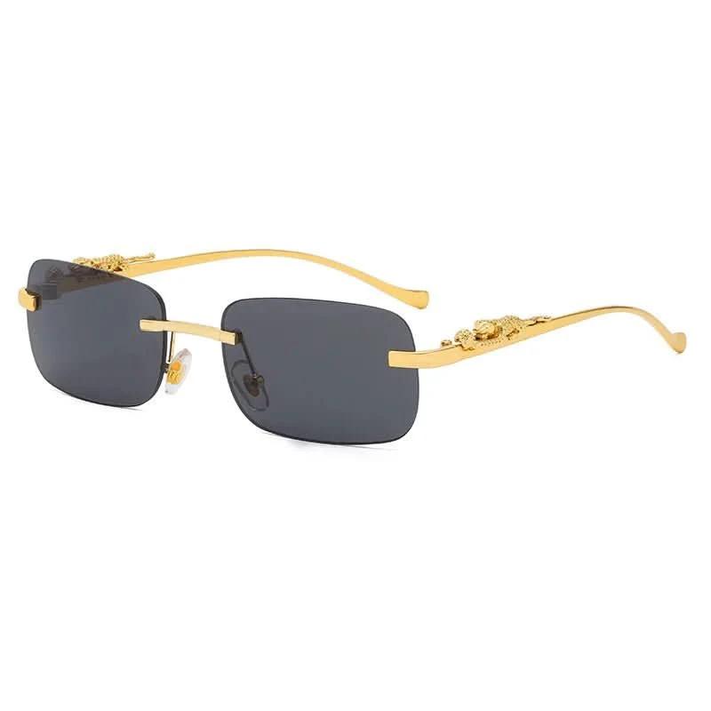 Rimless sunglasses with leopard head design and UV400 protection by BowLift
