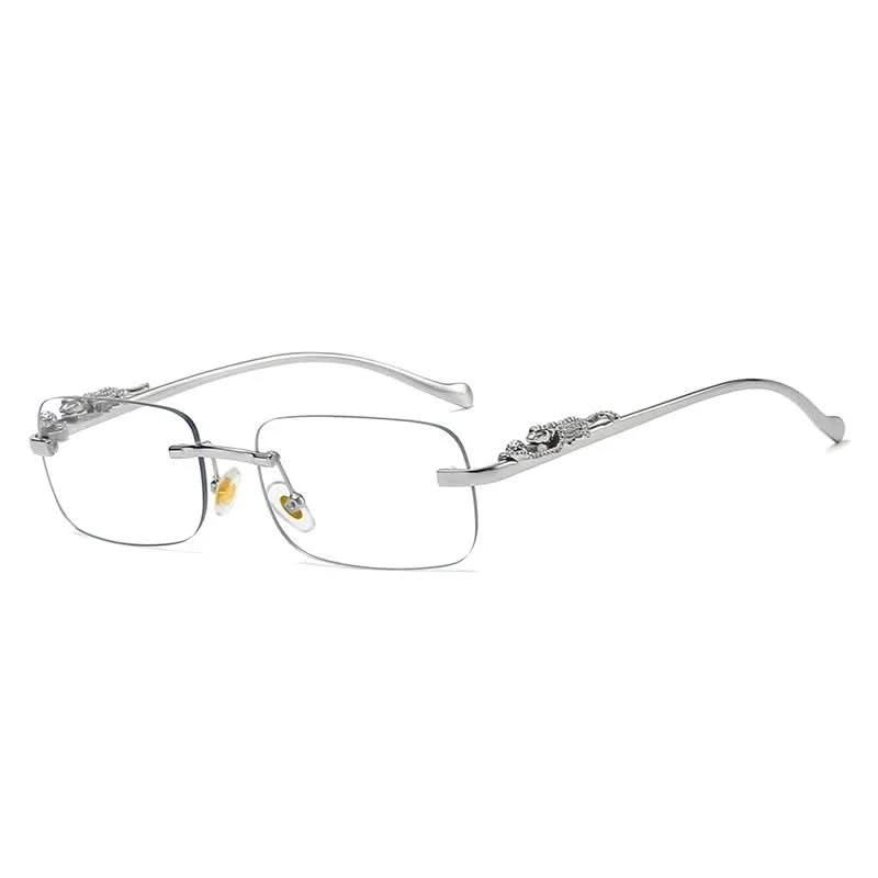 Rimless sunglasses with leopard head design and UV400 protection by BowLift