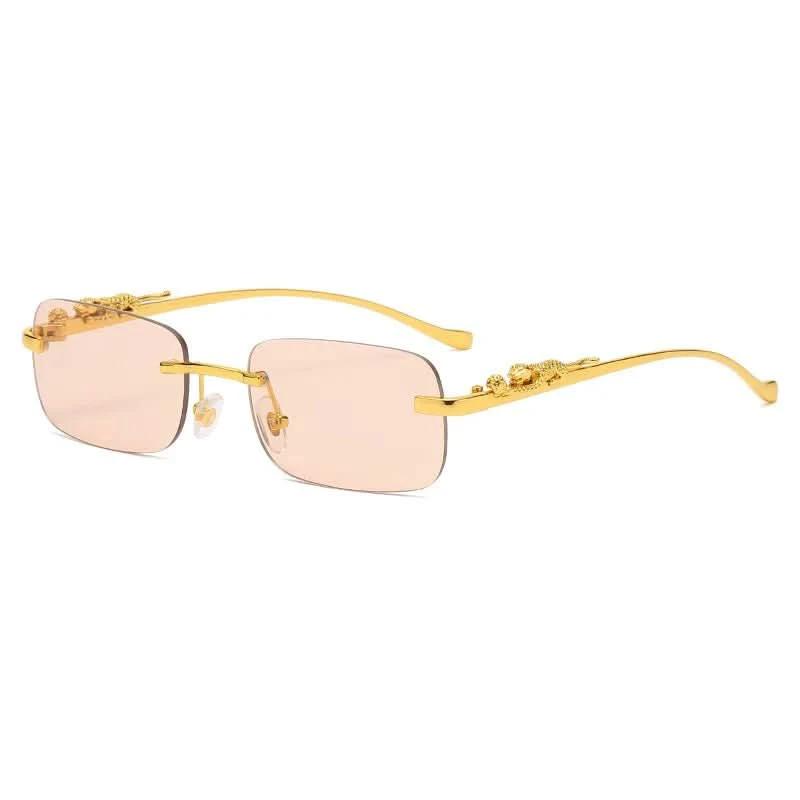 Rimless sunglasses with leopard head design and UV400 protection by BowLift