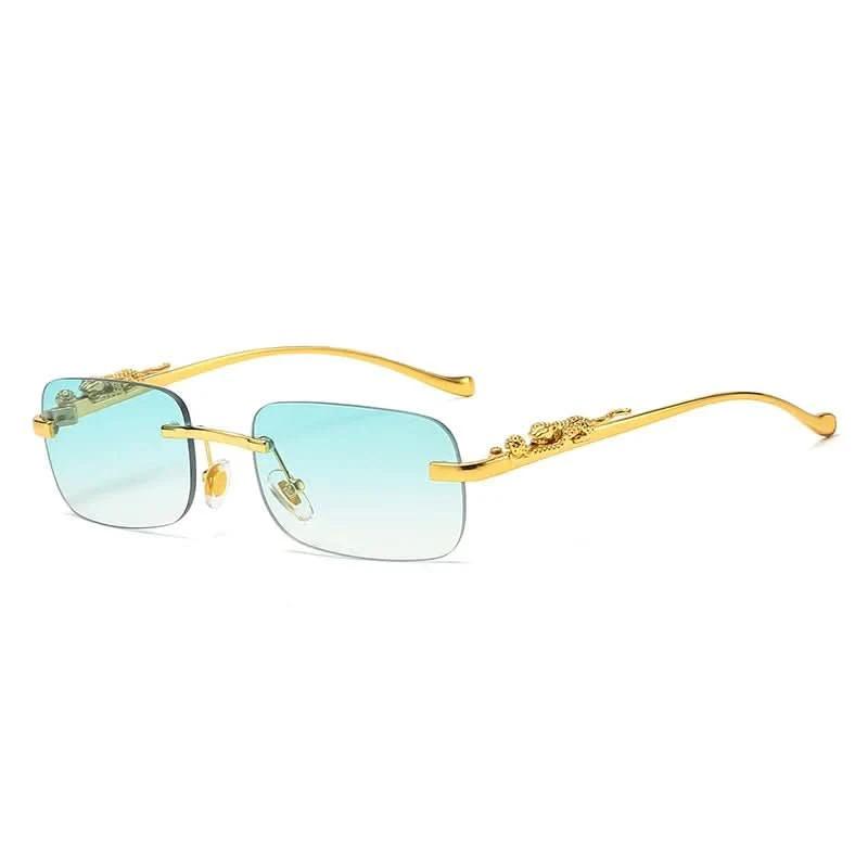 Rimless sunglasses with leopard head design and UV400 protection by BowLift