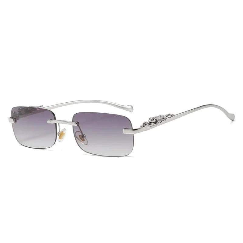 Rimless sunglasses with leopard head design and UV400 protection by BowLift