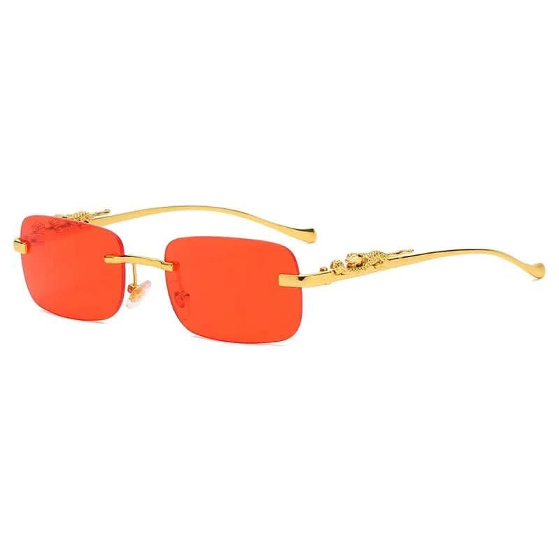 Rimless sunglasses with leopard head design and UV400 protection by BowLift