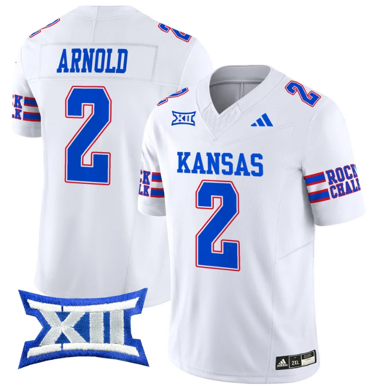 Lawrence Arnold Jersey #2 Kansas Jayhawks 2024 Vapor College Football Vapor Limited White by My Store