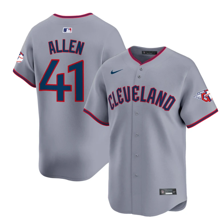 Logan Allen Jersey #41 Cleveland Guardians 2025 Vapor Premier Limited All Stitched Gray by My Store