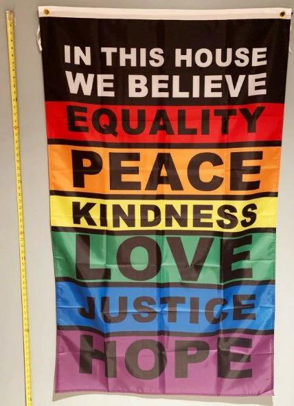 LGBTQ Flag In This House Gay Rainbow LGBTQ USA Sign 3x5ft by flagsjustdoit