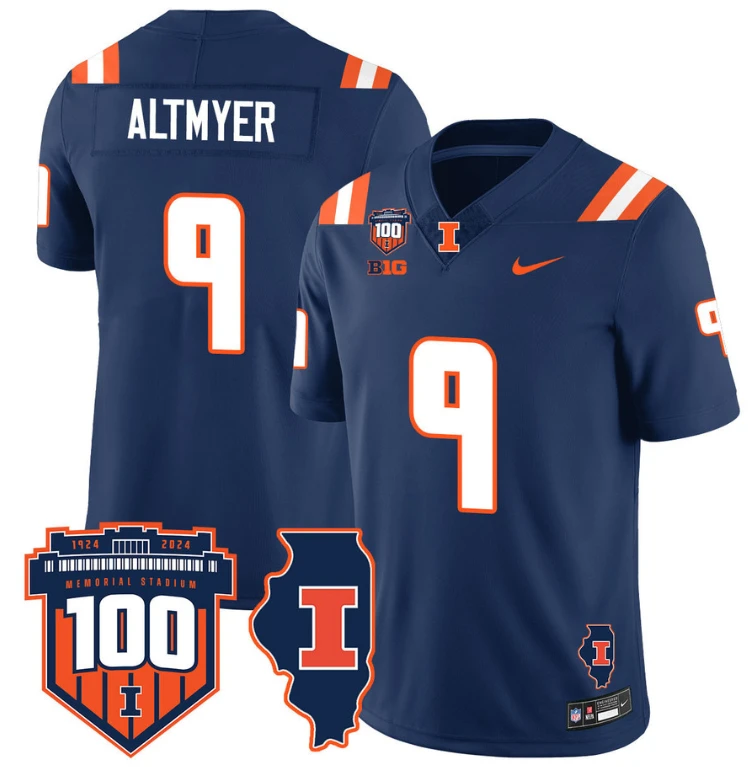 Luke Altmyer Jersey #9 Illinois Fighting Vapor Limited College Football Stitched Navy by My Store