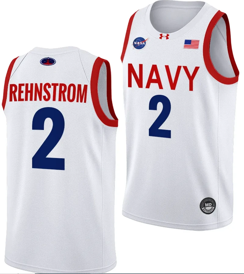 Lysander Rehnstrom Jersey #2 Navy Midshipmen NASA-Themed Basketball uniform 2023-24 White by My store basketball