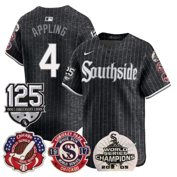 Luke Appling Jersey #4 Chicago White Sox 125th Anniversary World Series Champions City Connect by My Store