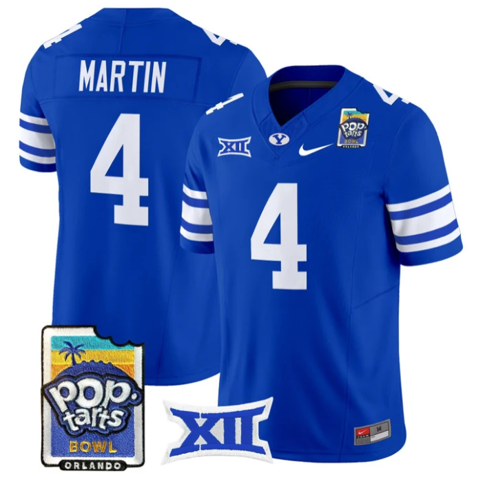 LJ Martin Jersey #4 BYU Cougars 2025 Pop-Tarts Patch Limited Stitched Royal by NCAA Football Jersey