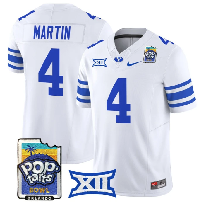 LJ Martin Jersey #4 BYU Cougars 2025 Pop-Tarts Patch Limited Stitched White by NCAA Football Jersey