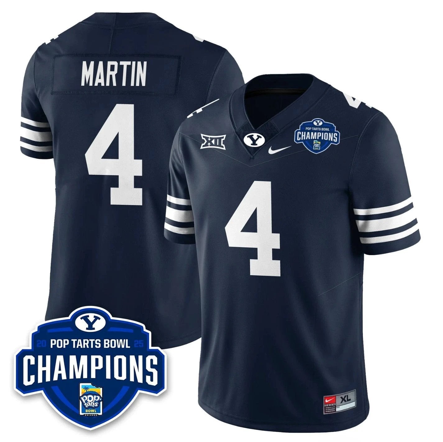 LJ Martin Jersey #4 BYU Cougars 2025 Pop-Tarts Bowl Champions Stitched by My Store NCAA Football Jerseys