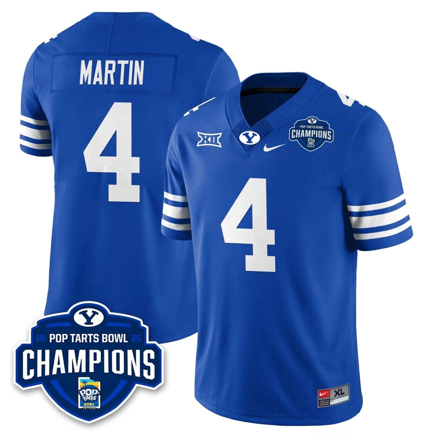 LJ Martin Jersey #4 BYU Cougars 2025 Pop-Tarts Bowl Champions Stitched by My Store NCAA Football Jerseys