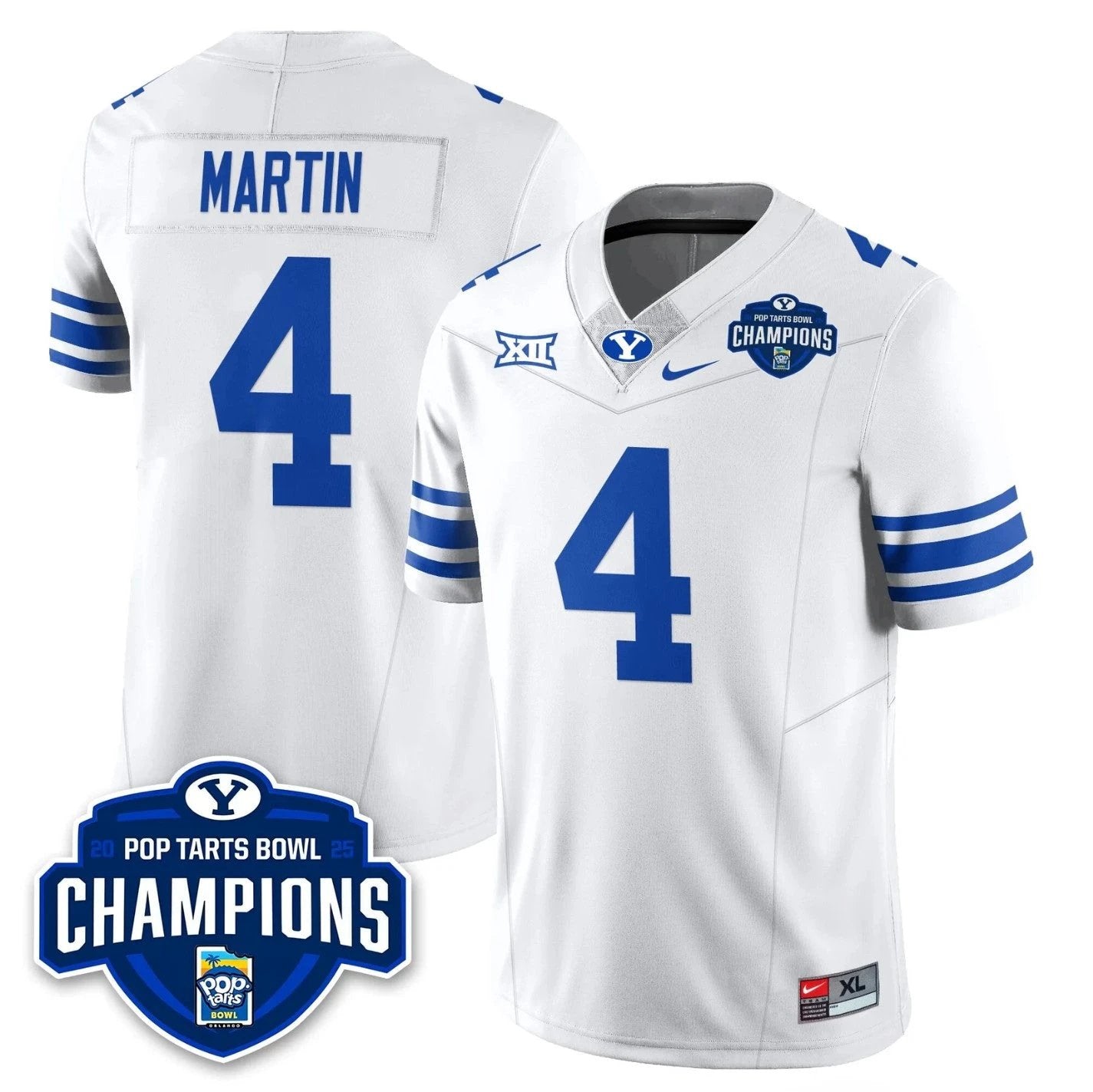 LJ Martin Jersey #4 BYU Cougars 2025 Pop-Tarts Bowl Champions Stitched by My Store NCAA Football Jerseys