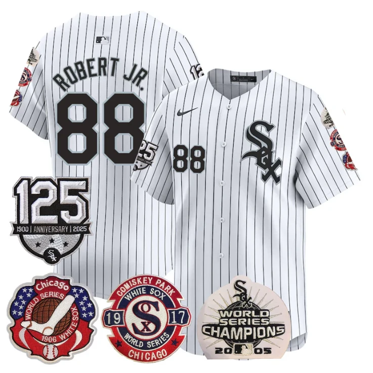 Luis Robert Jr Jersey #88 Chicago White Sox 125th Anniversary World Series Champions White by My Store