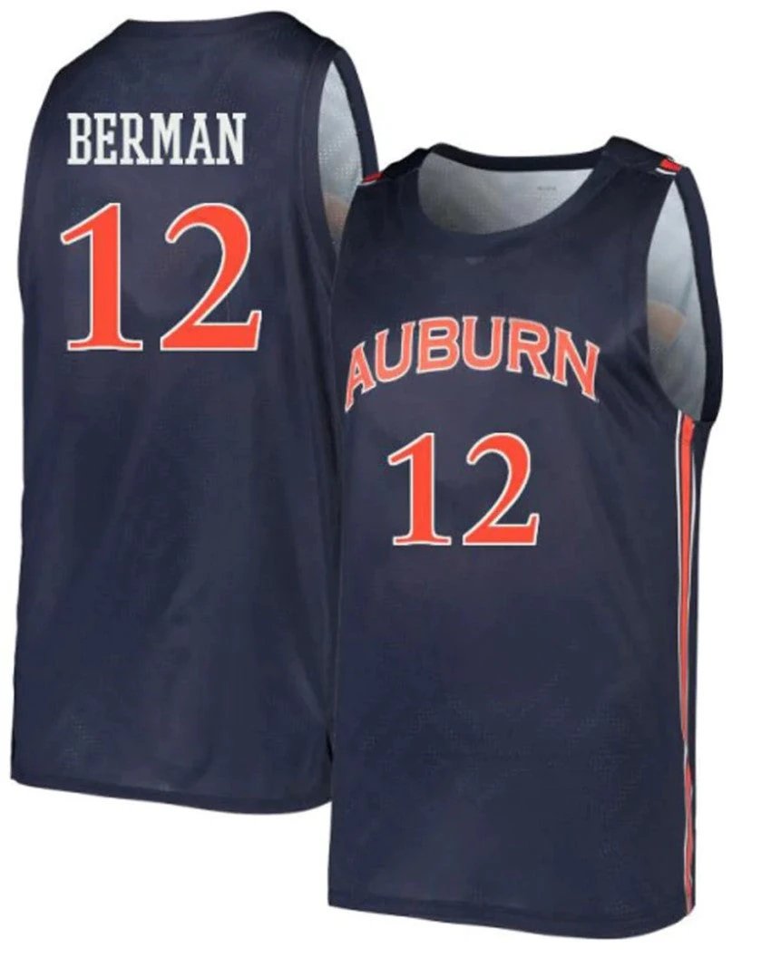 Lior Berman Jersey Auburn Tigers College Basketball #12 by My store basketball