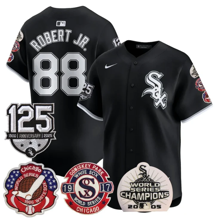 Luis Robert Jr Jersey #88 Chicago White Sox 125th Anniversary World Series Champions Black by My Store