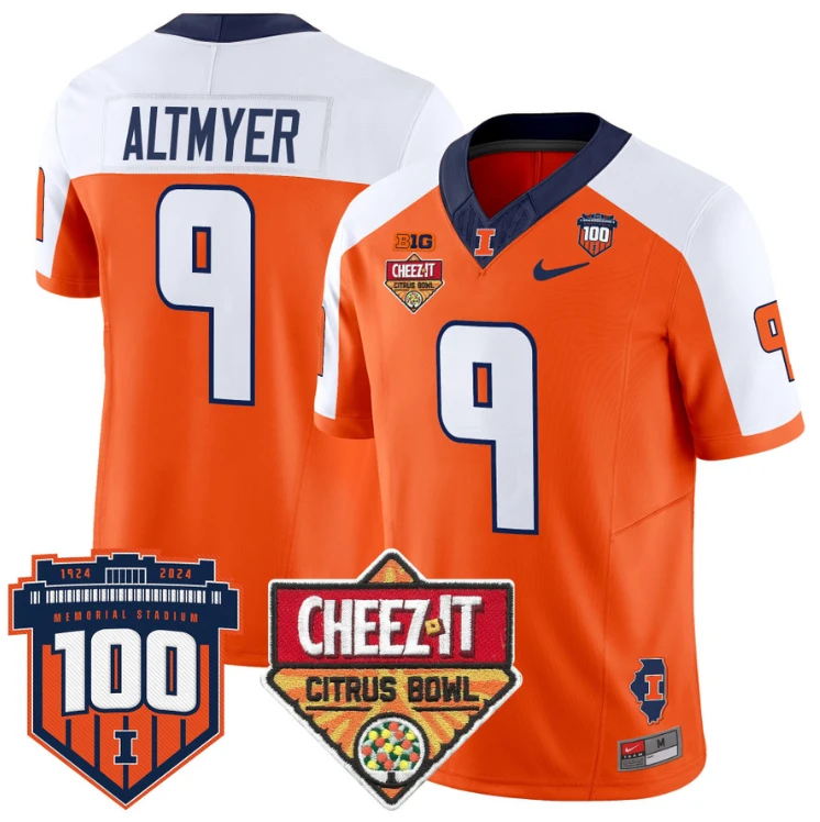 Luke Altmyer Jersey #9 Illinois Fighting 2025 Cheez-It Citrus Bowl Orane Alternate by My Store