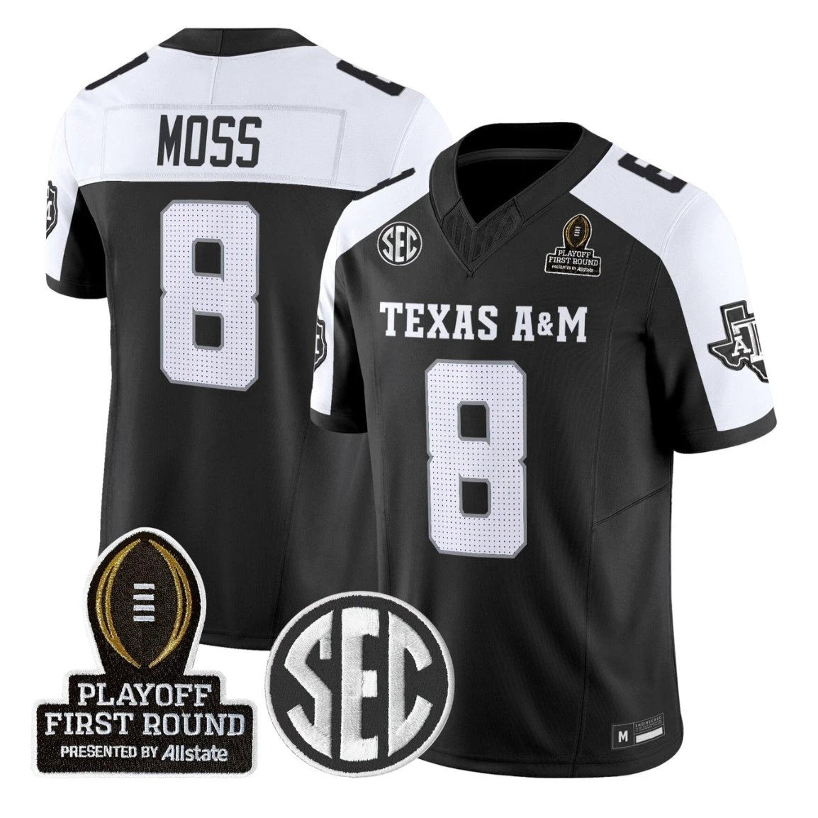Le'Veon Moss Jersey #8 Texas A&M Aggies 2025 Playoff First Round Stitched by My Store NCAA Football Jerseys