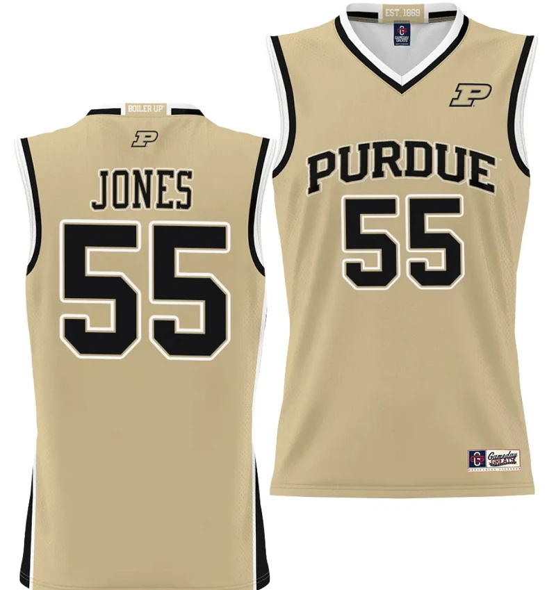 Lance Jones Jersey #55 Purdue Boilermakers NIL College Basketball Lightweight Gold by My store basketball