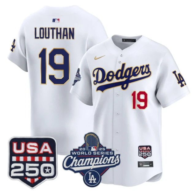 LOUTHAN #19 Los Angeles Dodgers White Jersey - All Stitched by My Store