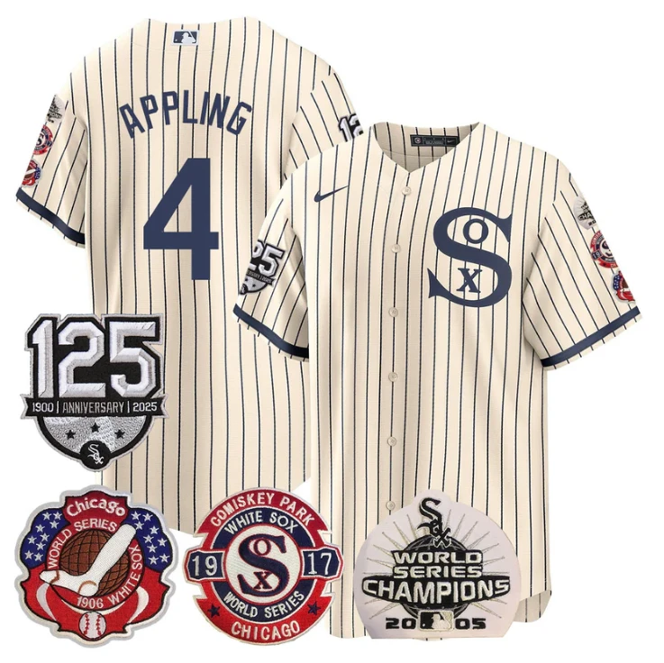 Luke Appling Jersey #4 Chicago White Sox 125th Anniversary World Series Champions Field Of Dream by My Store
