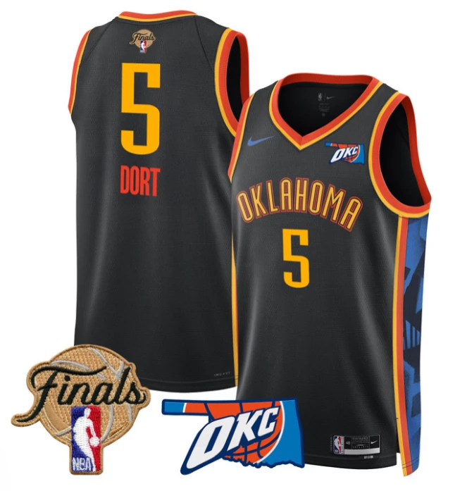 Luguentz Dort Jersey # 5 Oklahoma City Thunder 2025 Finals Swingman Stitched 24 - 25 City by My store basketball