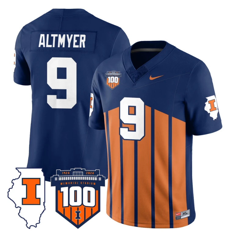 Luke Altmyer Jersey #9 Illinois Fighting Vapor Limited College Football Stitched Throwback by My Store