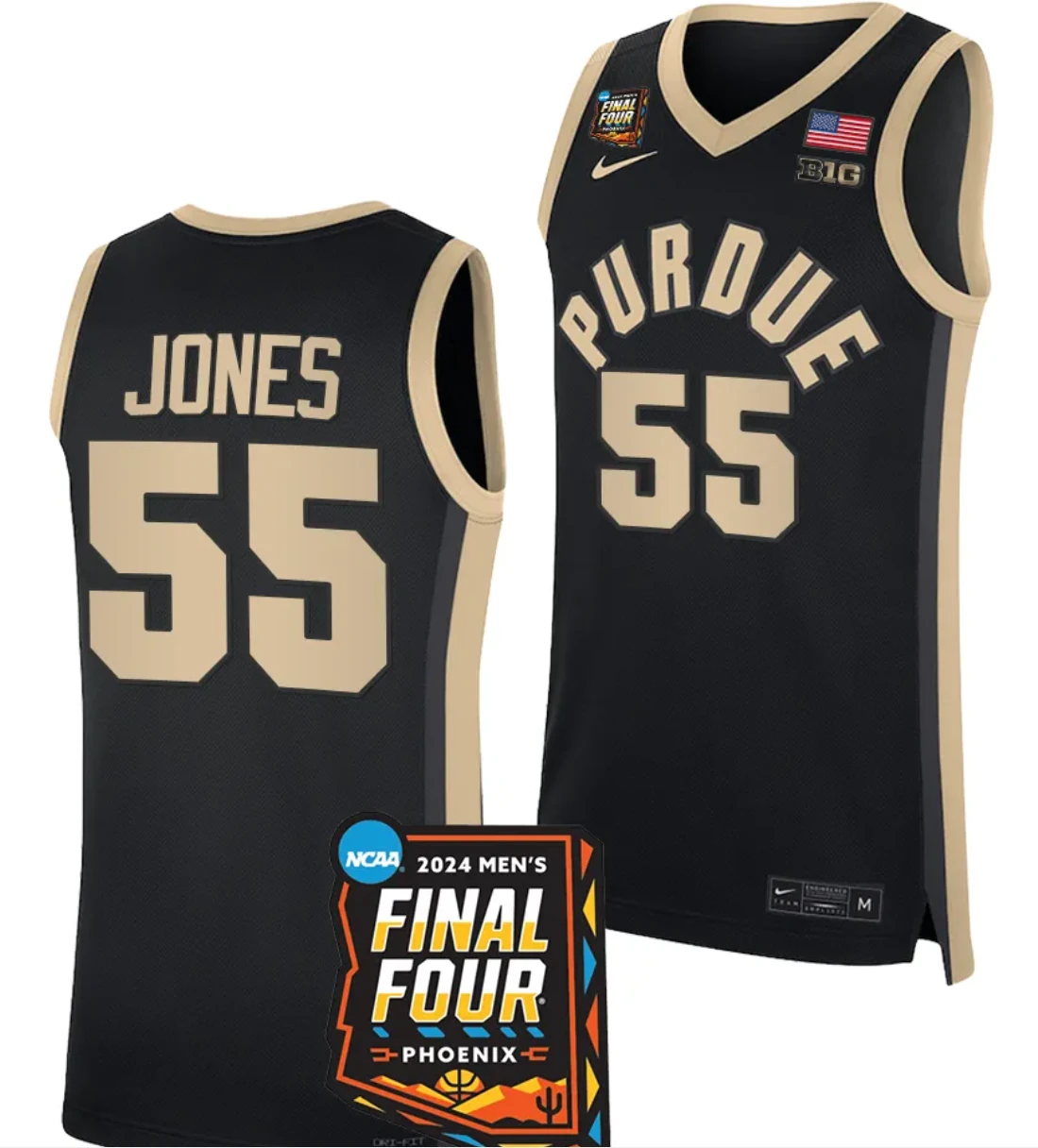Lance Jones Jersey #55 Purdue Boilermakers 2024 NCAA March Madness Final Four Basketball Black by My store basketball