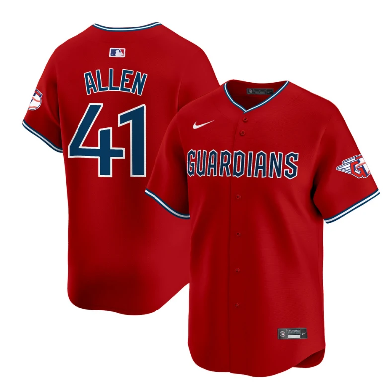 Logan Allen Jersey #41 Cleveland Guardians 2025 Vapor Premier Limited All Stitched Red by My Store