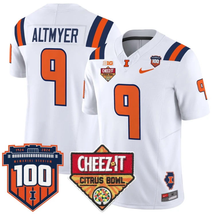 Luke Altmyer Jersey #9 Illinois Fighting 2025 Cheez-It Citrus Bowl White by My Store