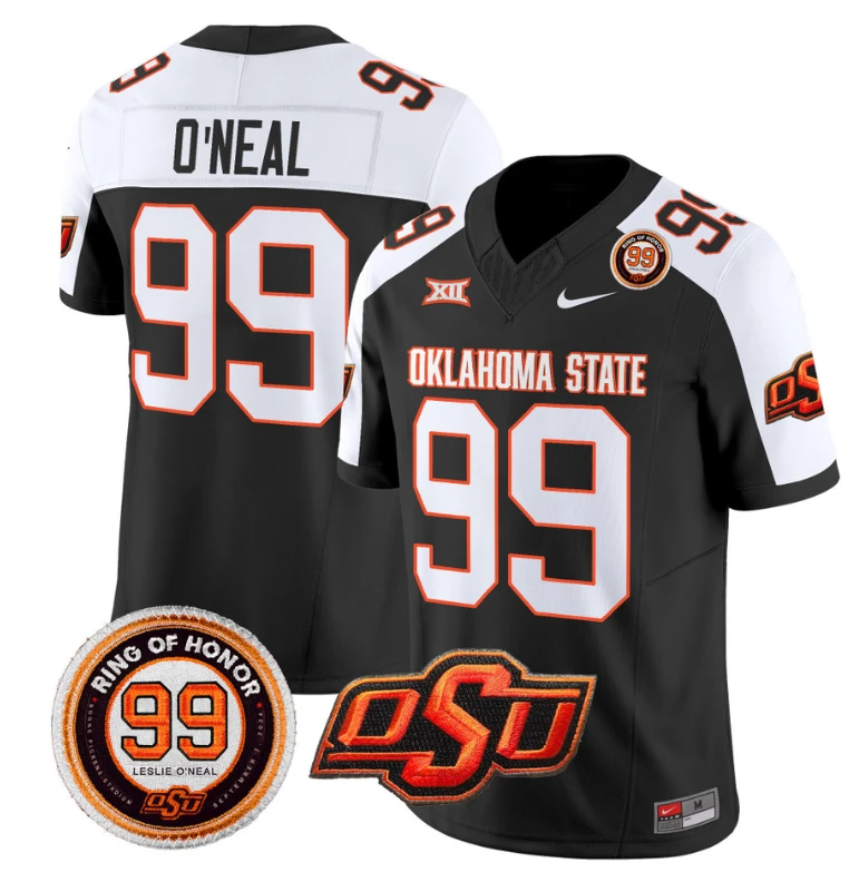 Leslie O'neal Jersey #99 Oklahoma State Cowboys Leslie O'neal Patch Vapor Limited College Football Stitched Black Alternate by My Store