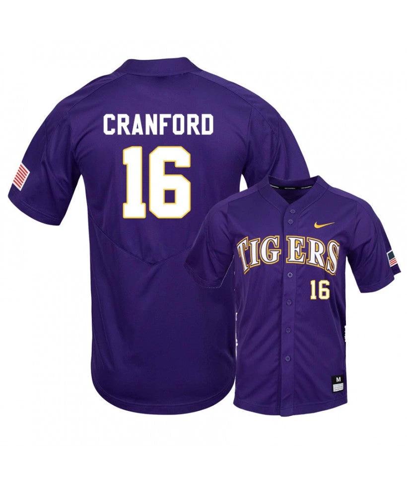 LSU Tigers 16 Collier Cranford Purple Elite College Baseball Jersey by My Store