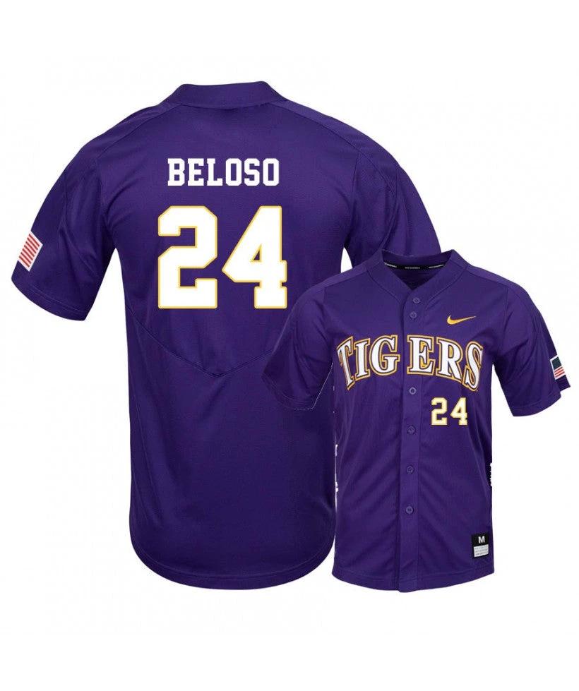 LSU Tigers 24 Cade Beloso Purple Elite College Baseball Jersey by My Store