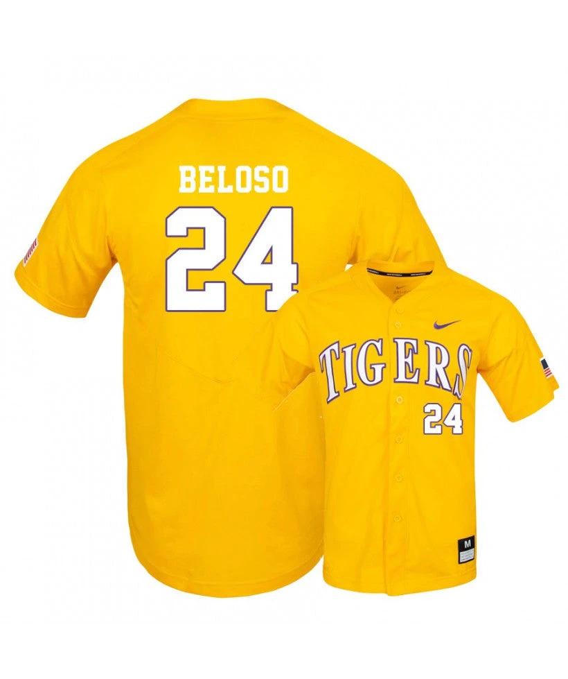 LSU Tigers 24 Cade Beloso Yellow Elite College Baseball Jersey by My Store