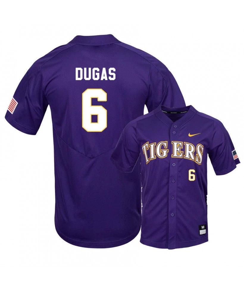 LSU Tigers 6 Gavin Dugas Purple Elite College Baseball Jersey by My Store