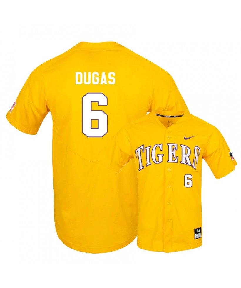 LSU Tigers 6 Gavin Dugas Yellow Elite College Baseball Jersey by My Store