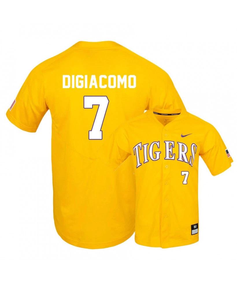 LSU Tigers 7 Giovanni DiGiacomo Yellow Elite College Baseball Jersey by My Store