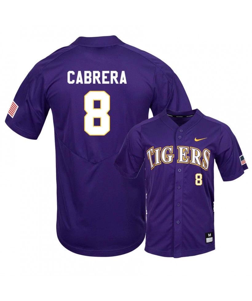 LSU Tigers 8 Daniel Cabrera Purple Elite College Baseball Jersey by My Store