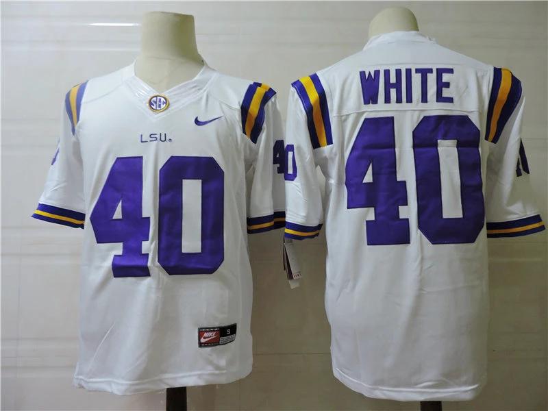 LSU Tigers #40 White College Football Jersey by My Store