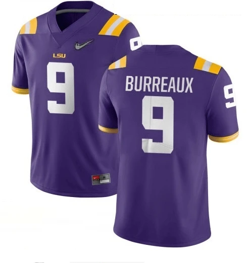 LSU Tigers #9 Joe Burreaux NCAA Football Jersey Purple Diamond Quest by My Store