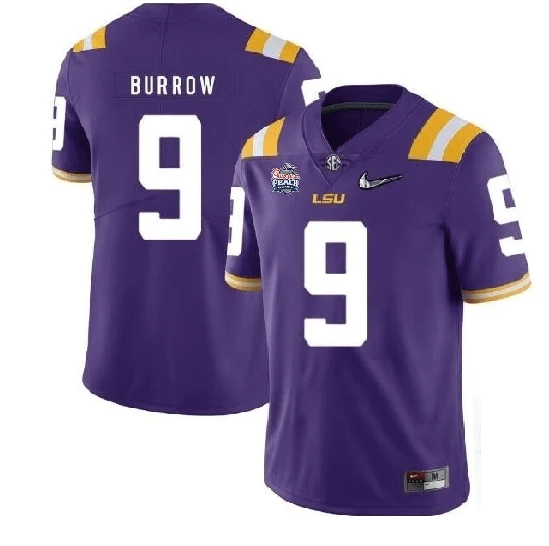 LSU Tigers #9 Joe Burrow Football Jersey Purple Diamond Quest by My Store